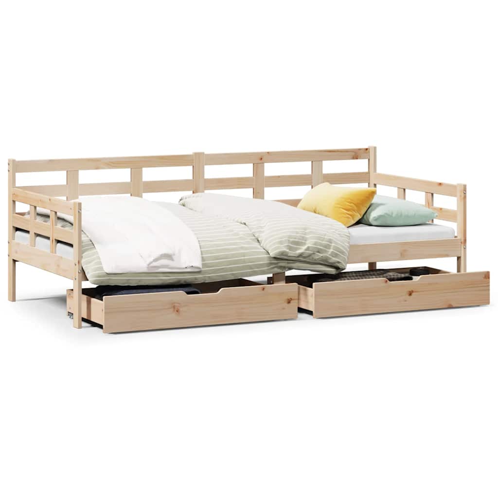 vidaXL Daybed with Drawers without Mattress 90x190 cm Single Solid Wood