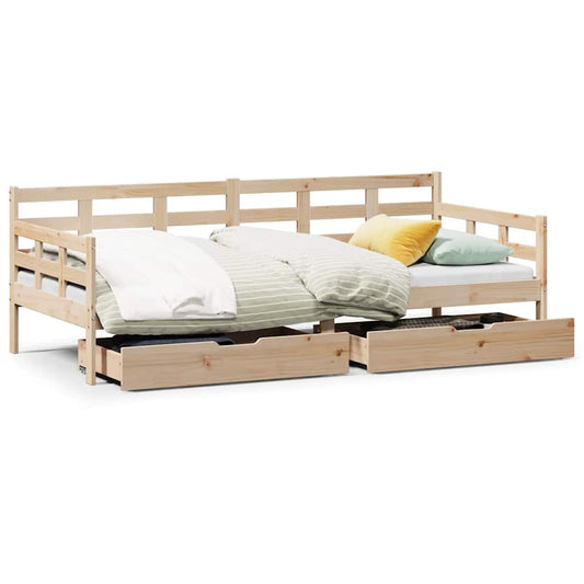 vidaXL Daybed with Drawers without Mattress 90x190 cm Single Solid Wood
