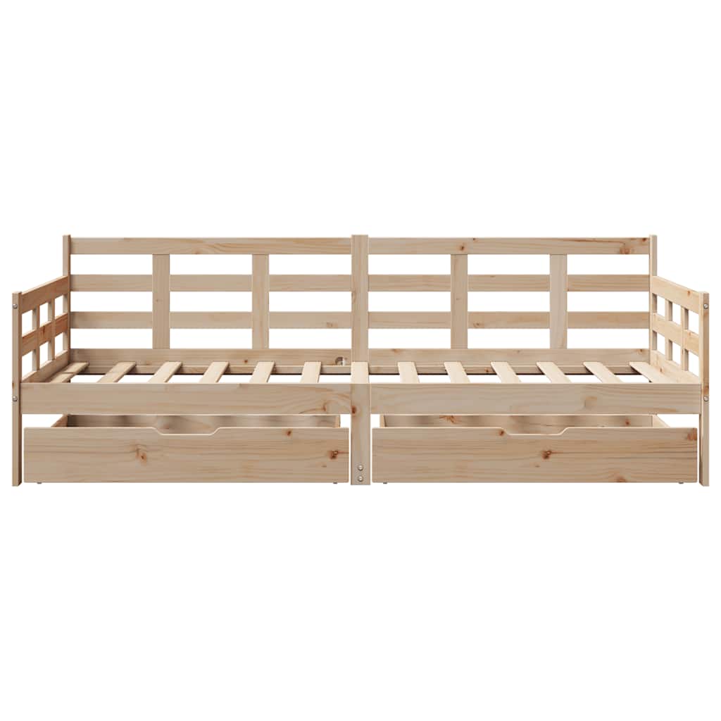 vidaXL Daybed with Drawers without Mattress 90x190 cm Single Solid Wood