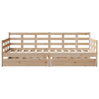 vidaXL Daybed with Drawers without Mattress 90x190 cm Single Solid Wood