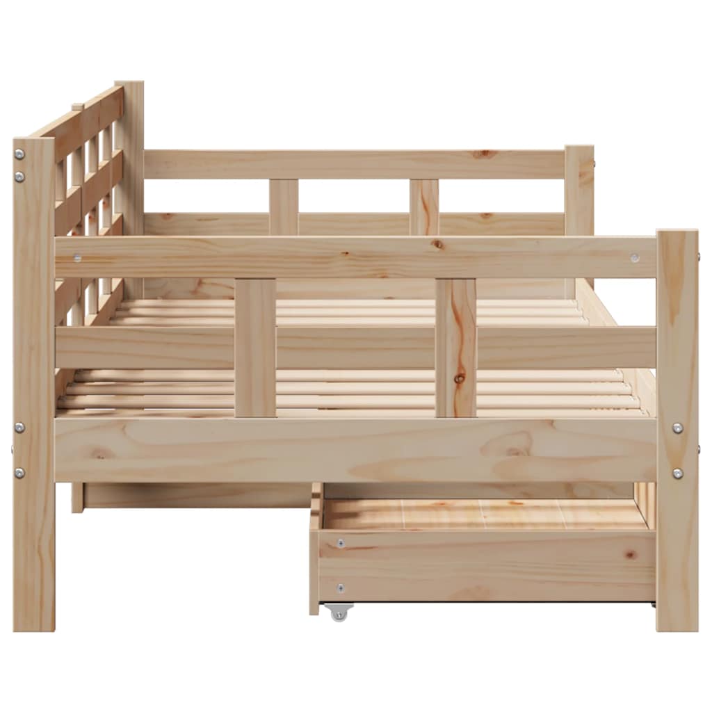 vidaXL Daybed with Drawers without Mattress 90x190 cm Single Solid Wood
