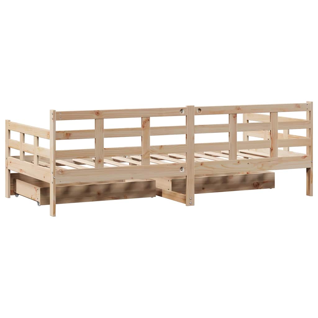 vidaXL Daybed with Drawers without Mattress 90x190 cm Single Solid Wood