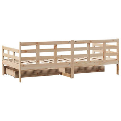 vidaXL Daybed with Drawers without Mattress 90x190 cm Single Solid Wood