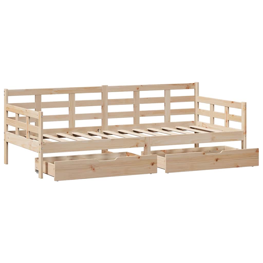 vidaXL Daybed with Drawers without Mattress 90x190 cm Single Solid Wood