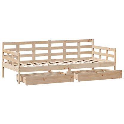 vidaXL Daybed with Drawers without Mattress 90x190 cm Single Solid Wood