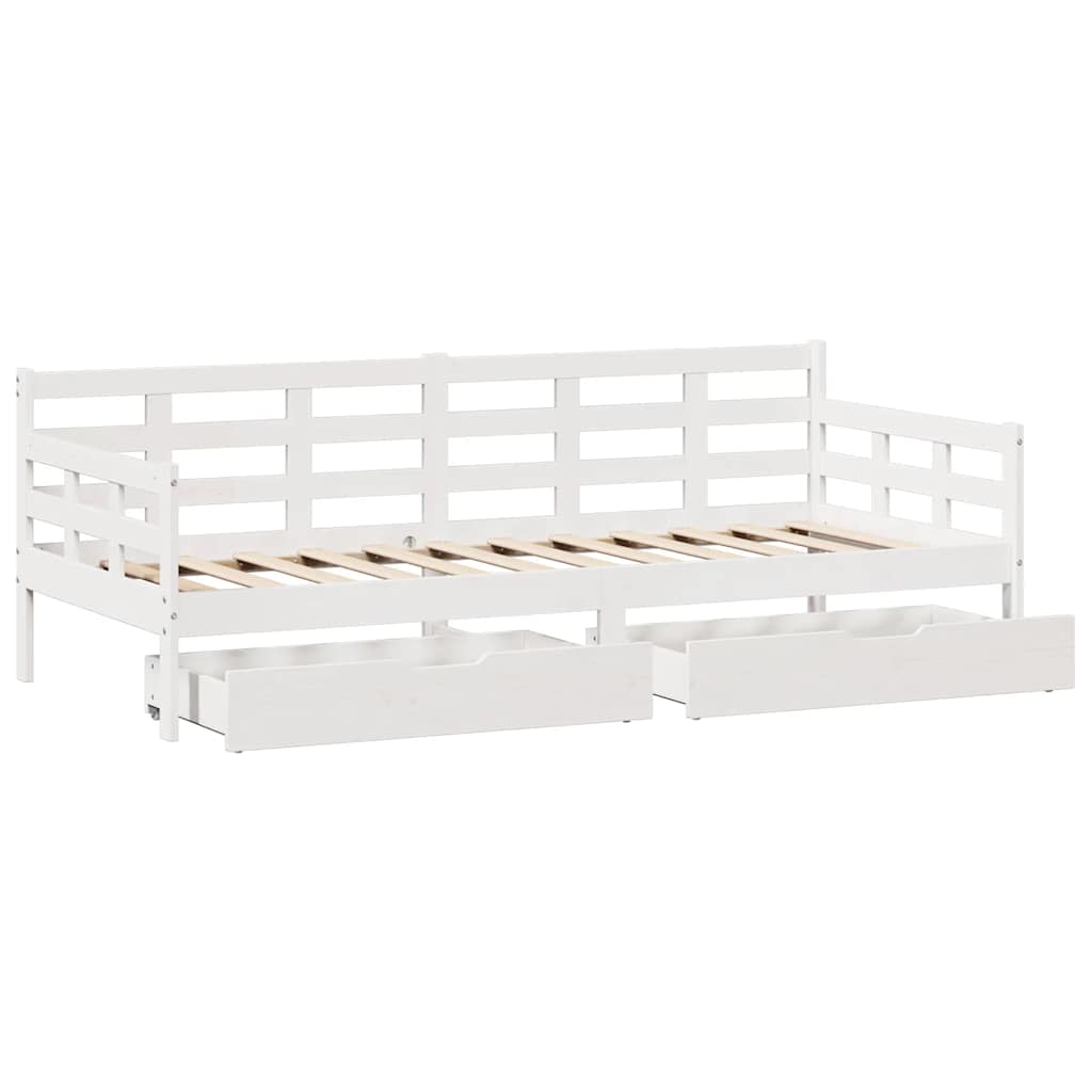 vidaXL Daybed with Drawers without Mattress White 90x190 cm Single Solid Wood
