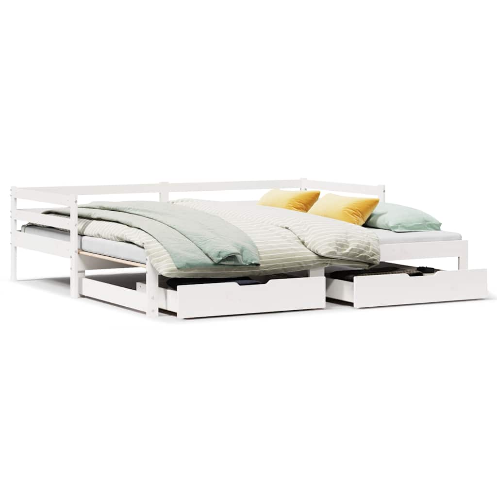 vidaXL Daybed with Drawers without Mattress White 90x200 cm Solid Wood