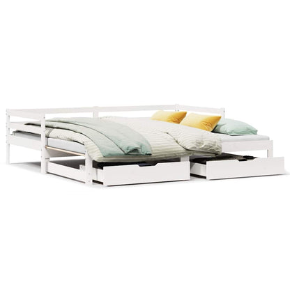 vidaXL Daybed with Drawers without Mattress White 90x200 cm Solid Wood