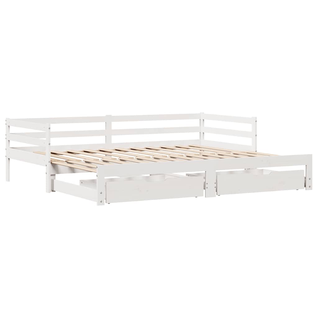 vidaXL Daybed with Drawers without Mattress White 90x200 cm Solid Wood