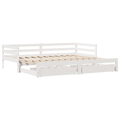 vidaXL Daybed with Drawers without Mattress White 90x200 cm Solid Wood