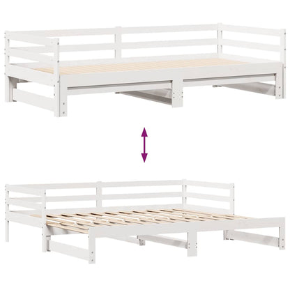 vidaXL Daybed with Drawers without Mattress White 90x200 cm Solid Wood