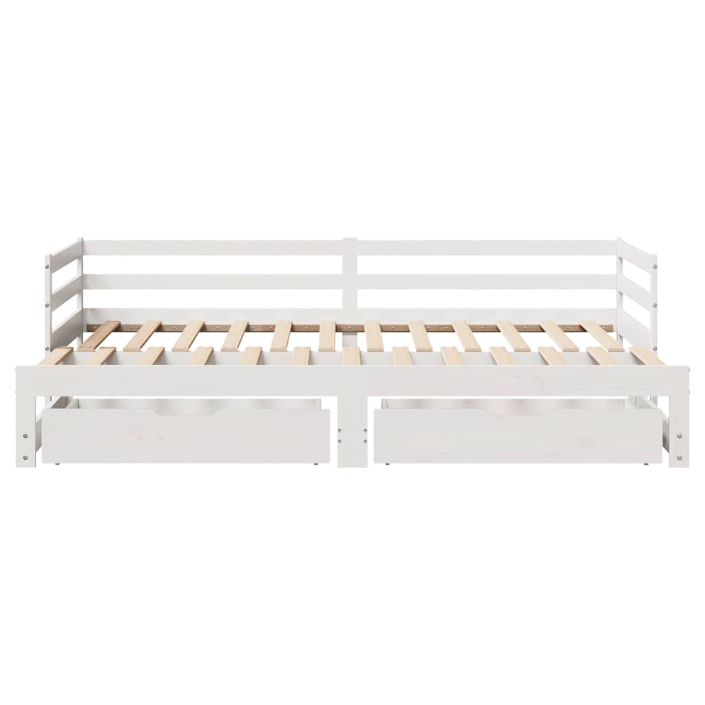 vidaXL Daybed with Drawers without Mattress White 90x200 cm Solid Wood