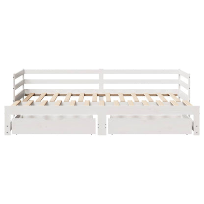 vidaXL Daybed with Drawers without Mattress White 90x200 cm Solid Wood