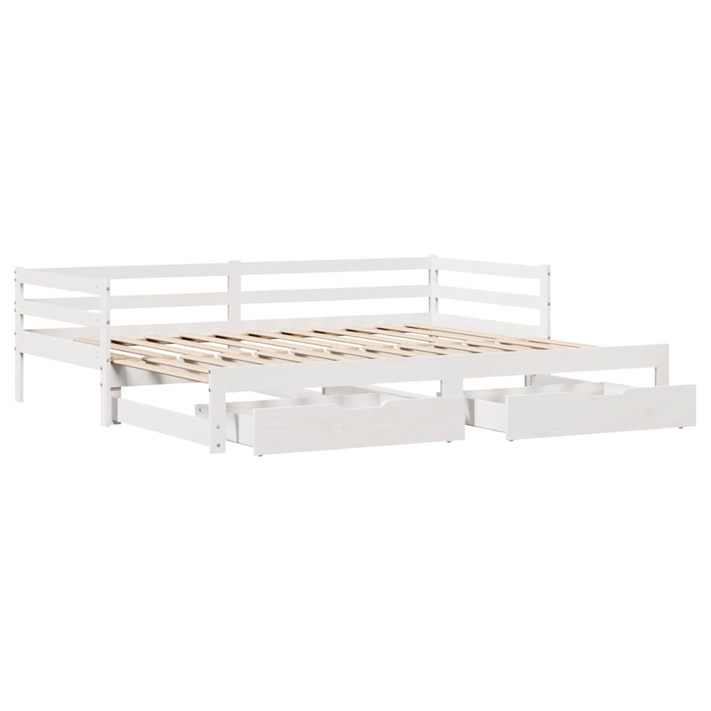 vidaXL Daybed with Drawers without Mattress White 90x200 cm Solid Wood