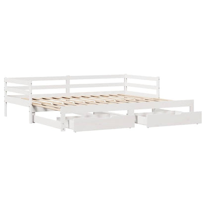 vidaXL Daybed with Drawers without Mattress White 90x200 cm Solid Wood