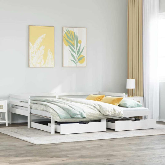 vidaXL Daybed with Drawers without Mattress White 90x200 cm Solid Wood