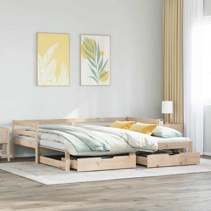 vidaXL Daybed with Trundle and Drawers without Mattress 90x190 cm Single