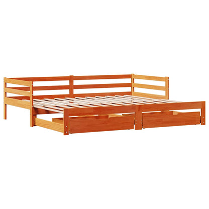 vidaXL Daybed with Trundle&Drawers without Mattress Wax Brown 80x200 cm
