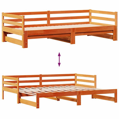 vidaXL Daybed with Trundle&Drawers without Mattress Wax Brown 80x200 cm