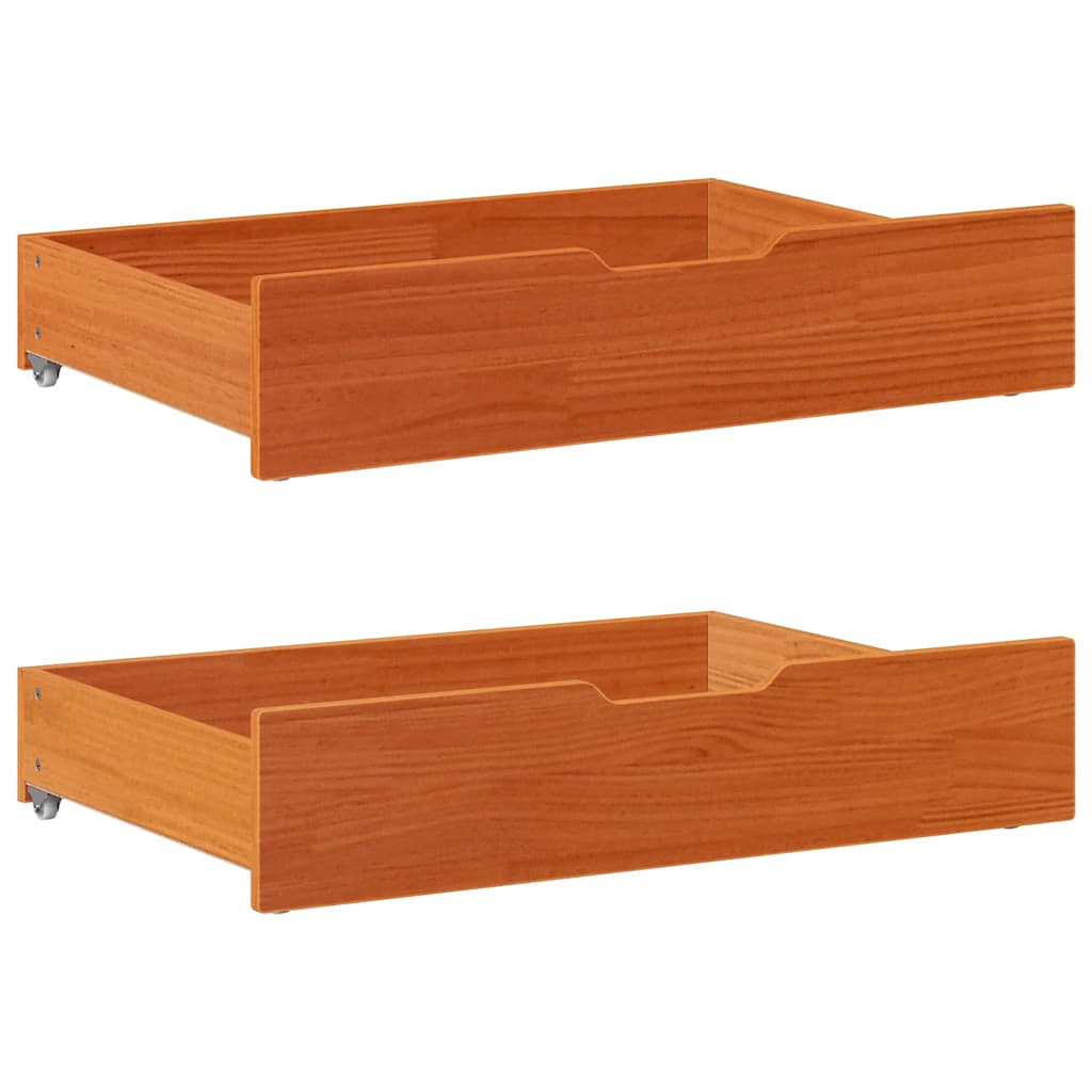vidaXL Daybed with Trundle&Drawers without Mattress Wax Brown 80x200 cm