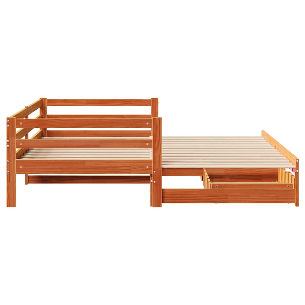 vidaXL Daybed with Trundle&Drawers without Mattress Wax Brown 80x200 cm