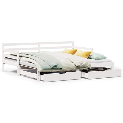 vidaXL Daybed with Drawers without Mattress White 90x200 cm Solid Wood