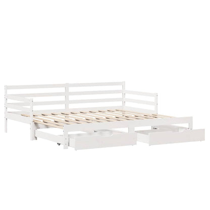 vidaXL Daybed with Drawers without Mattress White 90x200 cm Solid Wood