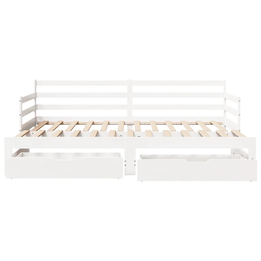 vidaXL Daybed with Drawers without Mattress White 90x200 cm Solid Wood