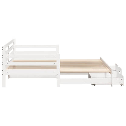 vidaXL Daybed with Drawers without Mattress White 90x200 cm Solid Wood
