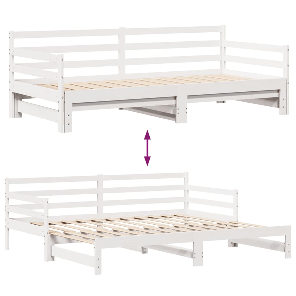 vidaXL Daybed with Drawers without Mattress White 90x200 cm Solid Wood