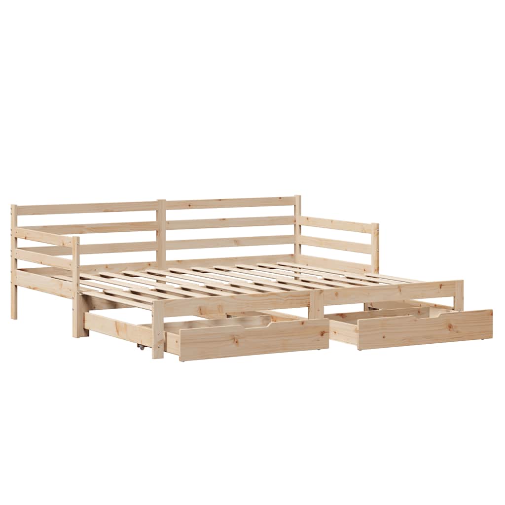vidaXL Daybed with Trundle and Drawers without Mattress 90x200 cm