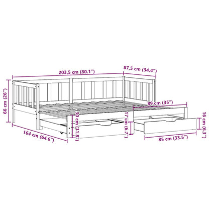 vidaXL Daybed with Trundle and Drawers without Mattress 80x200 cm