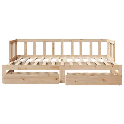 vidaXL Daybed with Trundle and Drawers without Mattress 90x200 cm