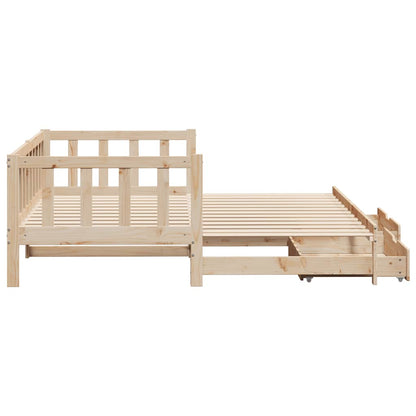 vidaXL Daybed with Trundle and Drawers without Mattress 90x200 cm