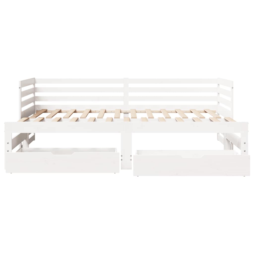 vidaXL Daybed with Drawers without Mattress White 90x200 cm Solid Wood