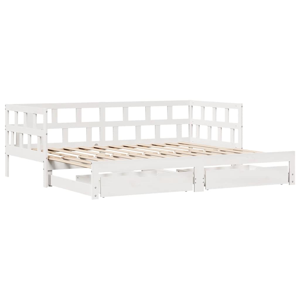 vidaXL Daybed with Trundle and Drawers without Mattress White 90x200 cm