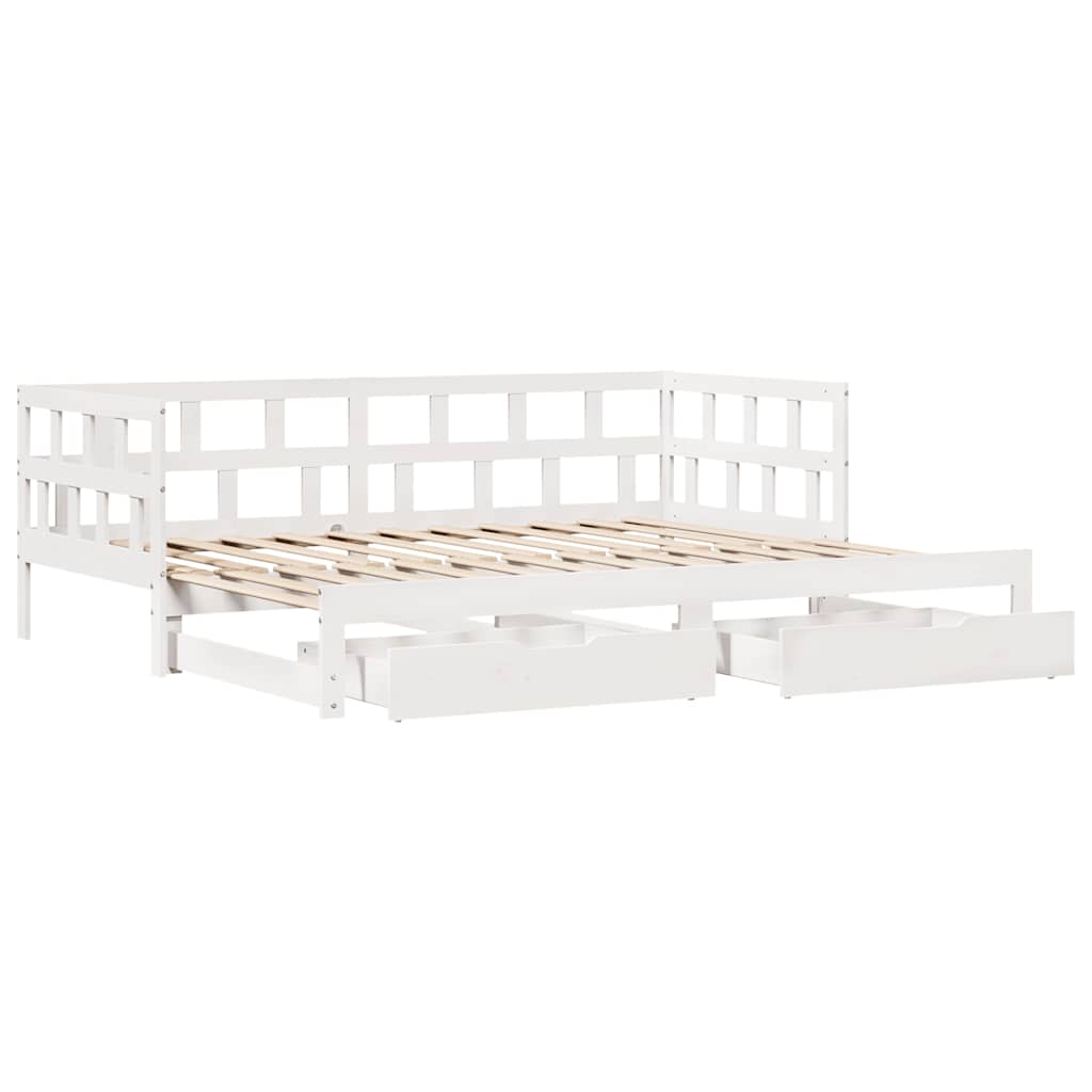 vidaXL Daybed with Trundle and Drawers without Mattress White 80x200 cm