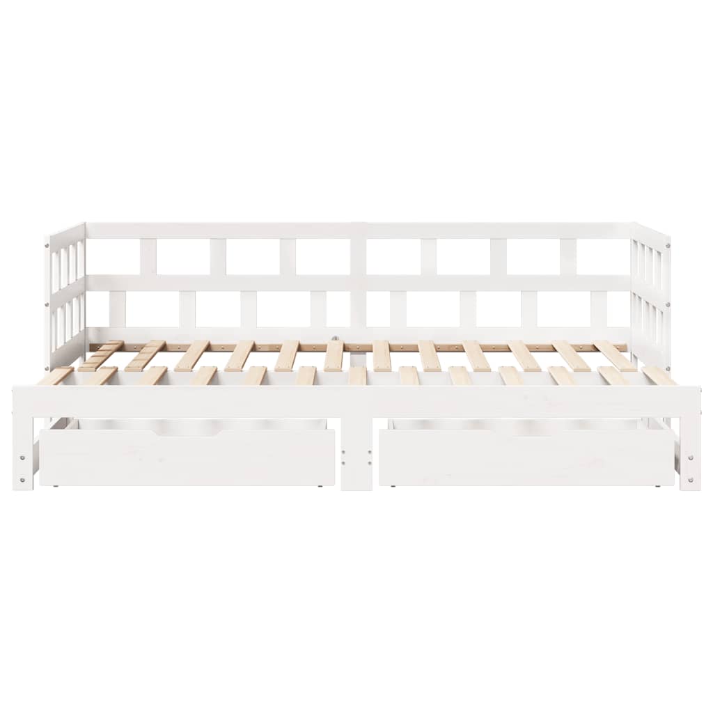 vidaXL Daybed with Trundle and Drawers without Mattress White 90x200 cm