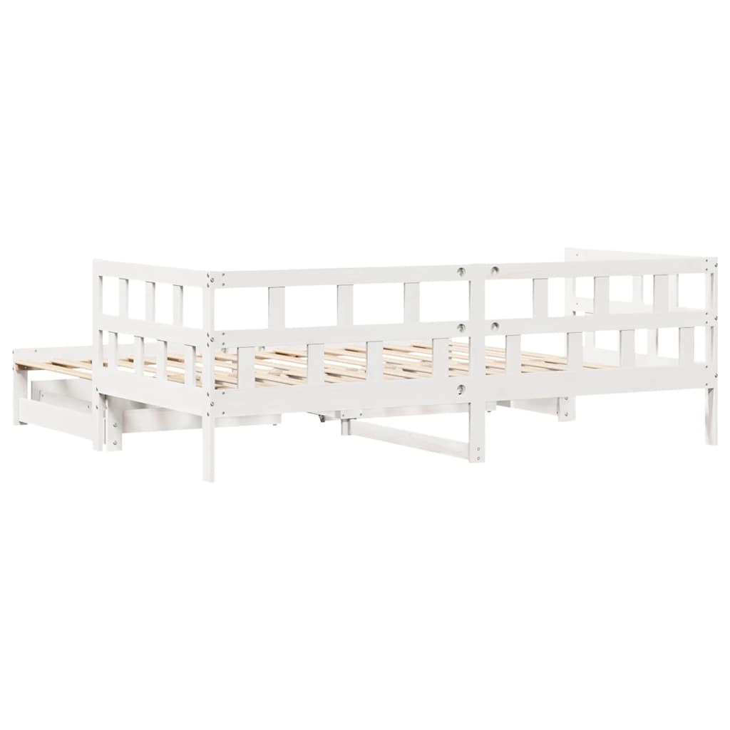 vidaXL Daybed with Trundle and Drawers without Mattress White 90x200 cm