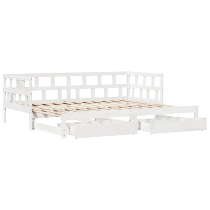 vidaXL Daybed with Trundle and Drawers without Mattress White 80x200 cm