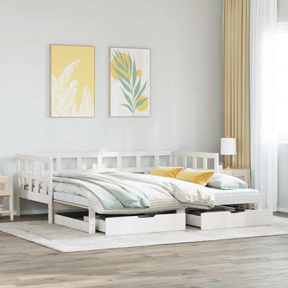 vidaXL Daybed with Trundle and Drawers without Mattress White 80x200 cm