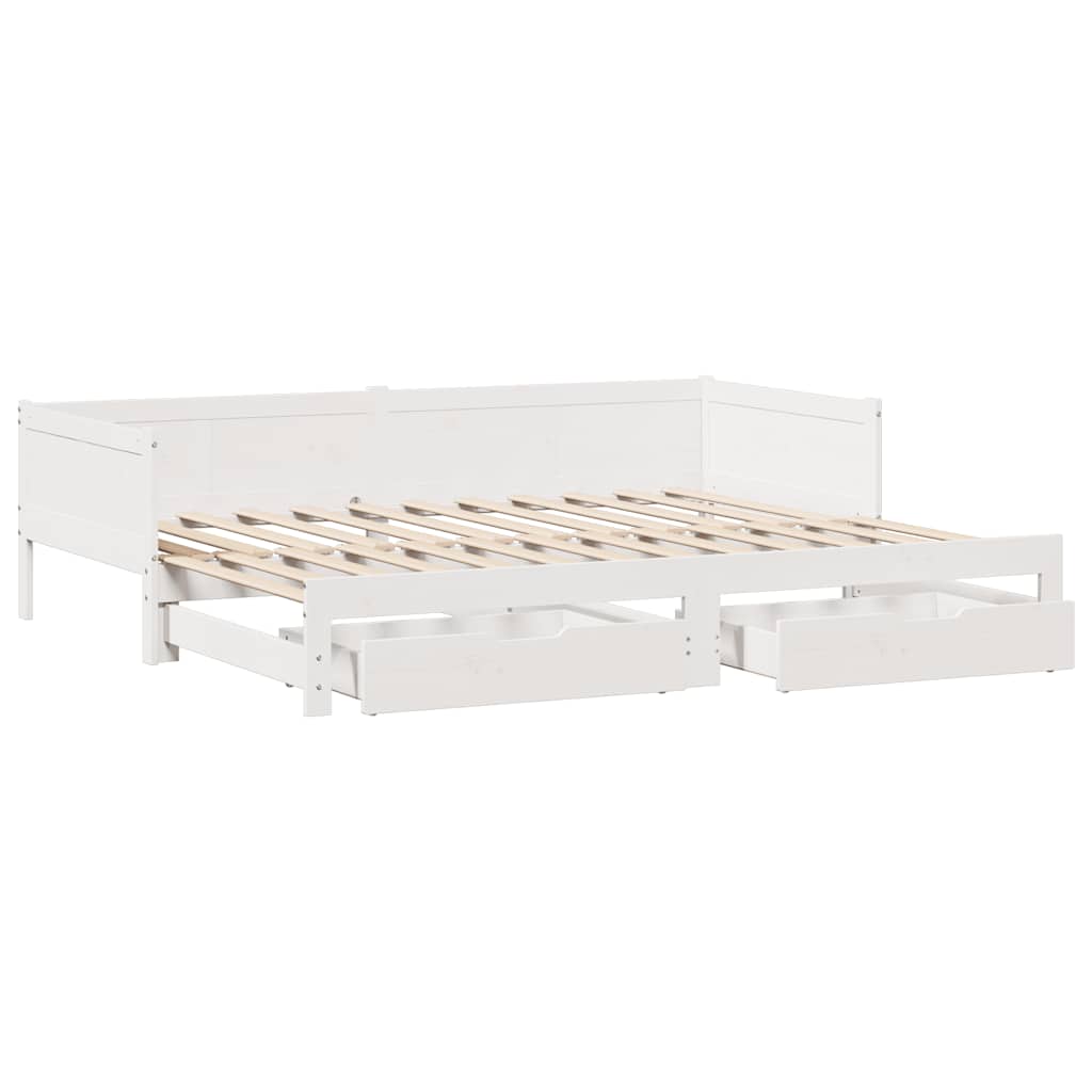 vidaXL Daybed with Trundle and Drawers without Mattress White 90x190 cm Single