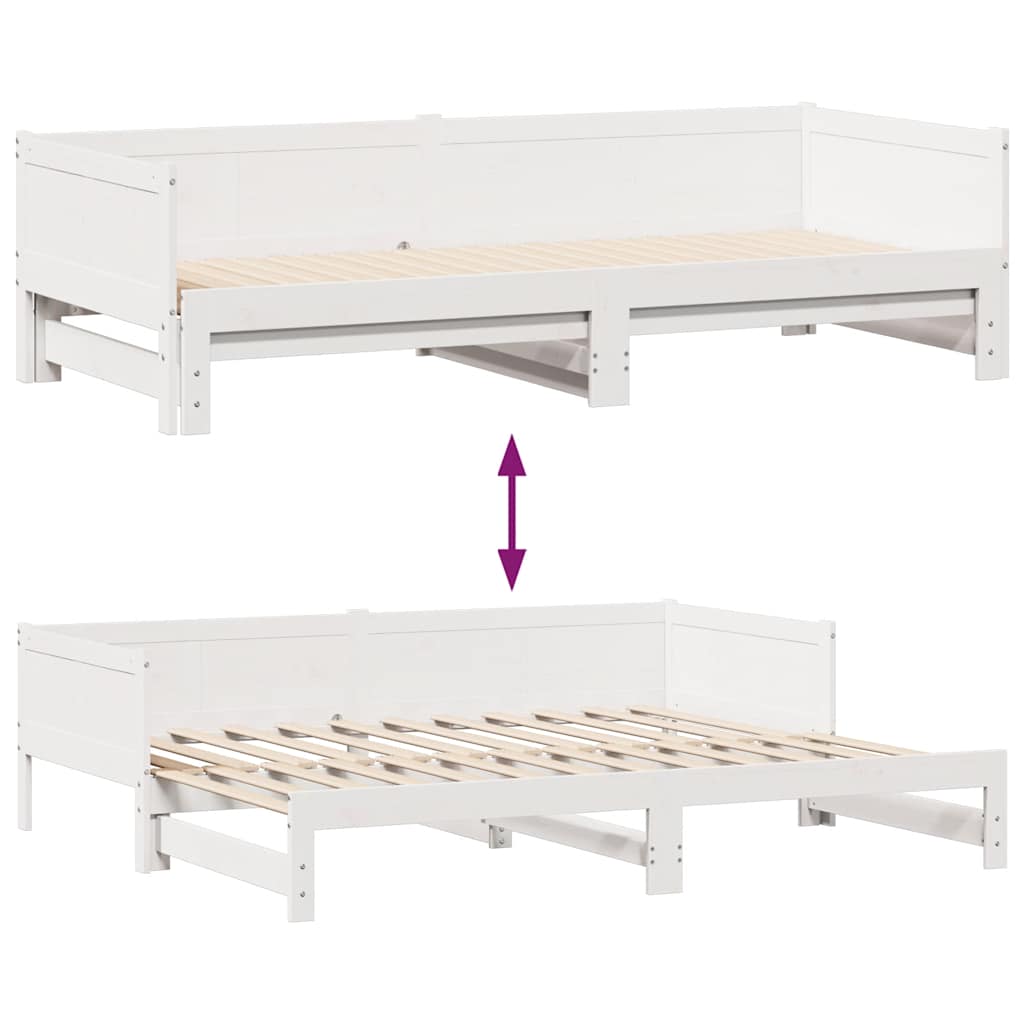 vidaXL Daybed with Trundle and Drawers without Mattress White 90x190 cm Single