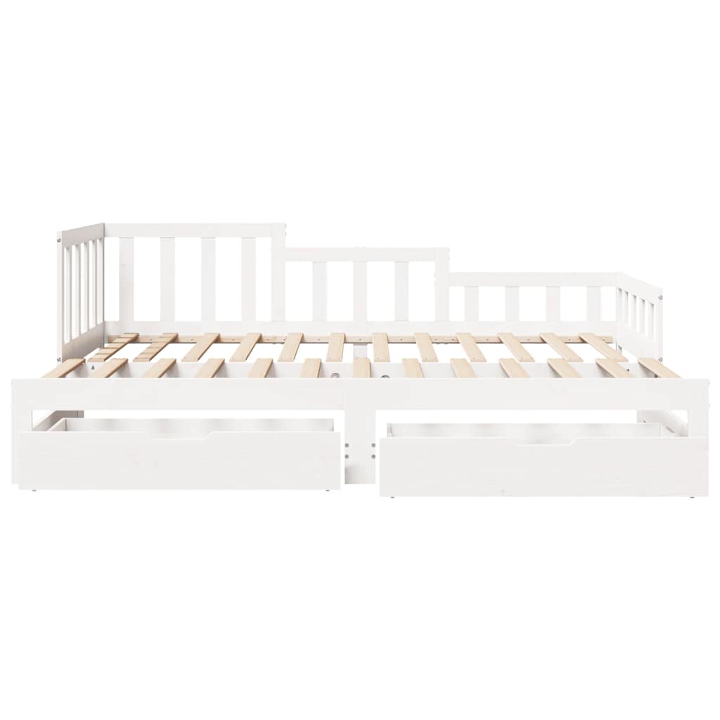 vidaXL Daybed with Trundle and Drawers without Mattress White 90x190 cm Single