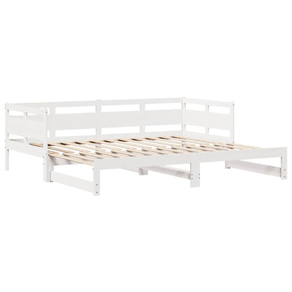 vidaXL Daybed with Trundle and Drawers without Mattress White 90x200 cm