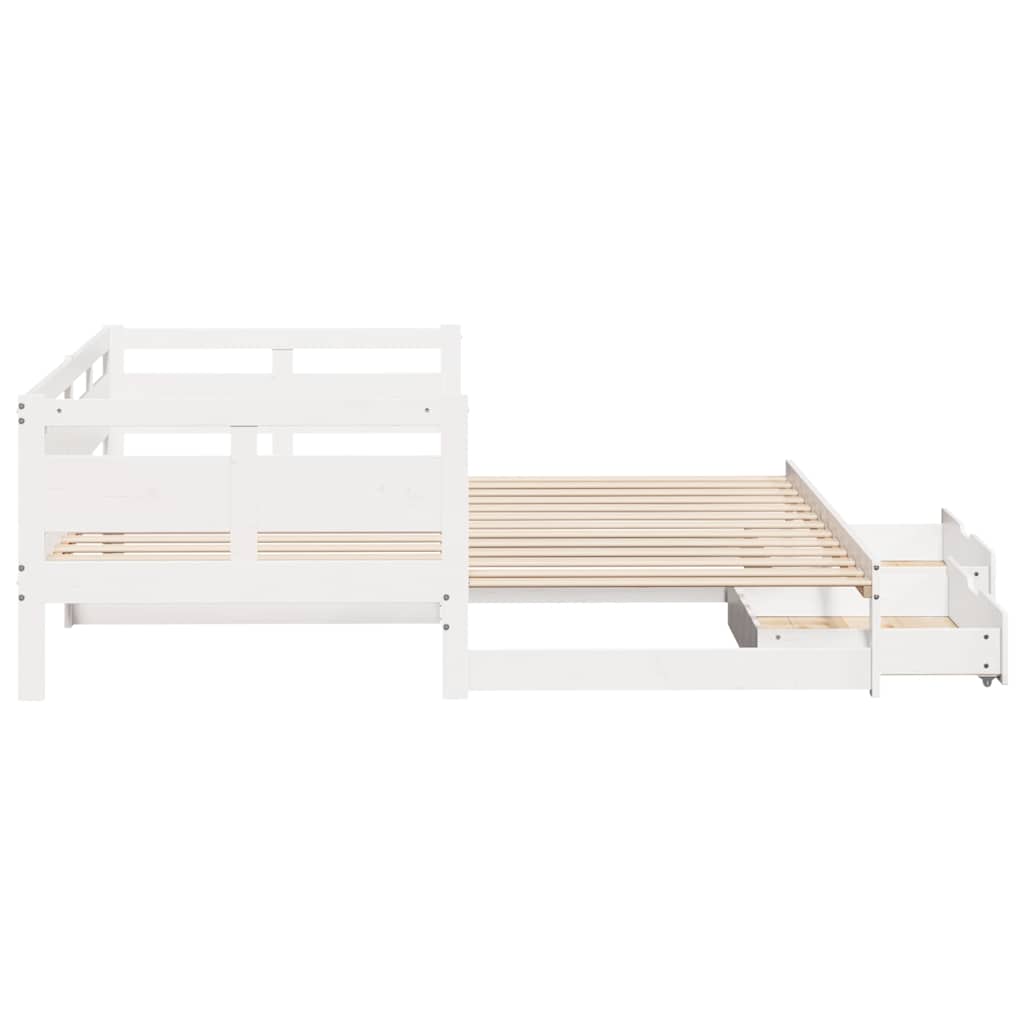 vidaXL Daybed with Trundle and Drawers without Mattress White 90x200 cm
