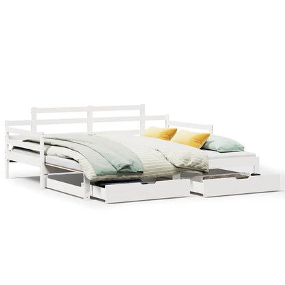 vidaXL Daybed with Trundle and Drawers without Mattress White 90x200 cm