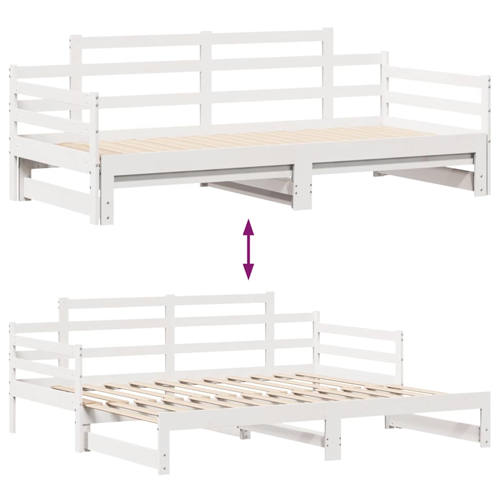 vidaXL Daybed with Trundle and Drawers without Mattress White 90x200 cm