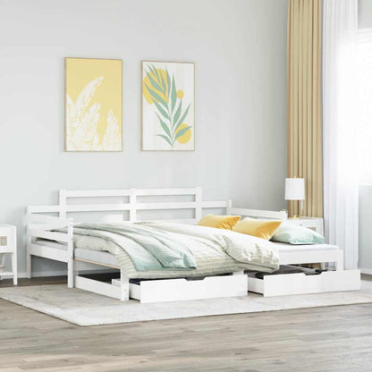 vidaXL Daybed with Trundle and Drawers without Mattress White 80x200 cm
