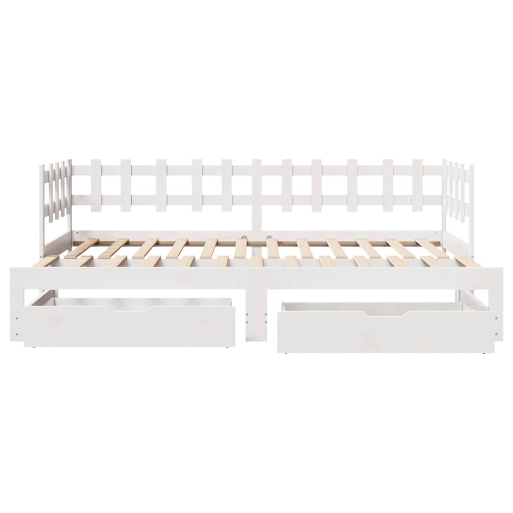 vidaXL Daybed with Trundle and Drawers without Mattress White 90x200 cm